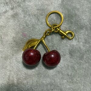 Gold and Red Cherry Keychain